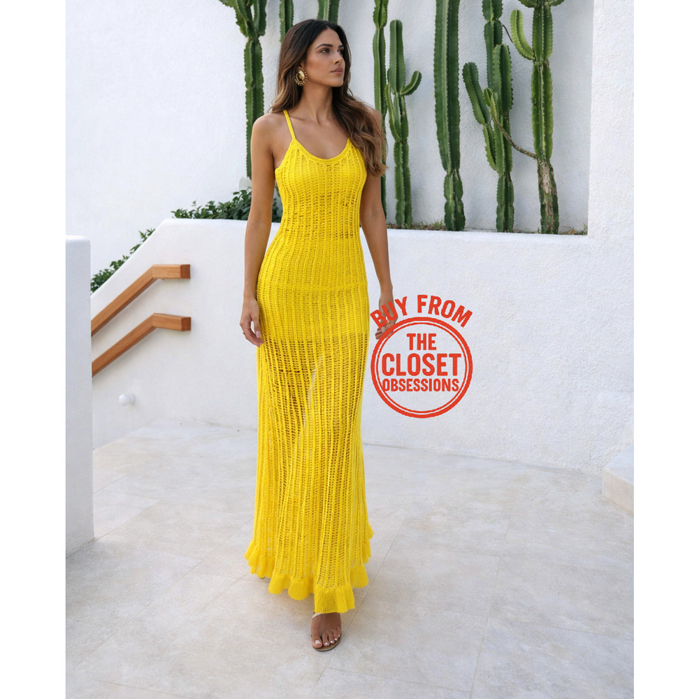Mango x Simon Miller NWT Yellow Knit Maxi Dress 6 - Picture 6 of 16